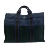 Hermes Handbag Canvas, Leather Navy By color Fool Toe Tote MM Women