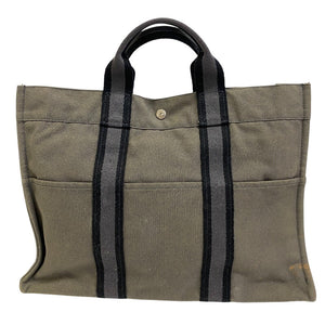 Hermes Tote Bag cotton Khaki green Tote BagA4 Fool Toe Tote MM Women(Unisex)