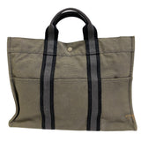 Hermes Tote Bag cotton Khaki green Tote BagA4 Fool Toe Tote MM Women(Unisex)