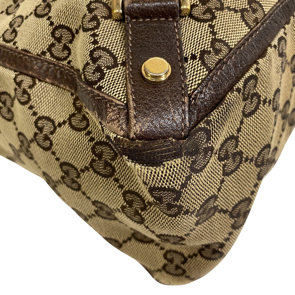 Gucci Tote Bag 141472 GG canvas, leather beige Shoulder Bag handbag GG canvas Abbey Women