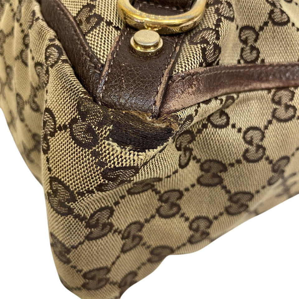 Gucci Tote Bag 141472 GG canvas, leather beige Shoulder Bag handbag GG canvas Abbey Women