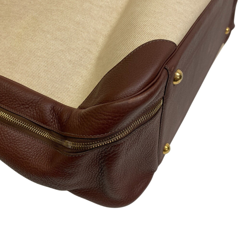 Hermes Boston Duffel bag canvas Brown Travel bag Duffle bag Victoria 60 Women(Unisex)