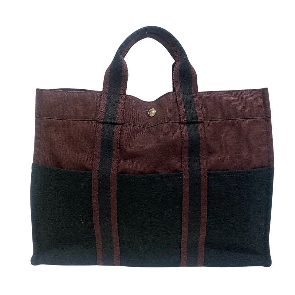 Hermes Tote Bag Cotton canvas wine-red Tote Bag By color Fool ToeMM Women(Unisex)