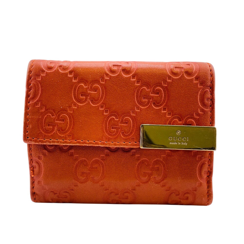 Gucci Tri-fold wallet 261502 leather Orange W Hook Wallet  Guccisima Women