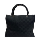 Gucci Tote Bag 002 1010 Nylon black Bamboo GG pattern
