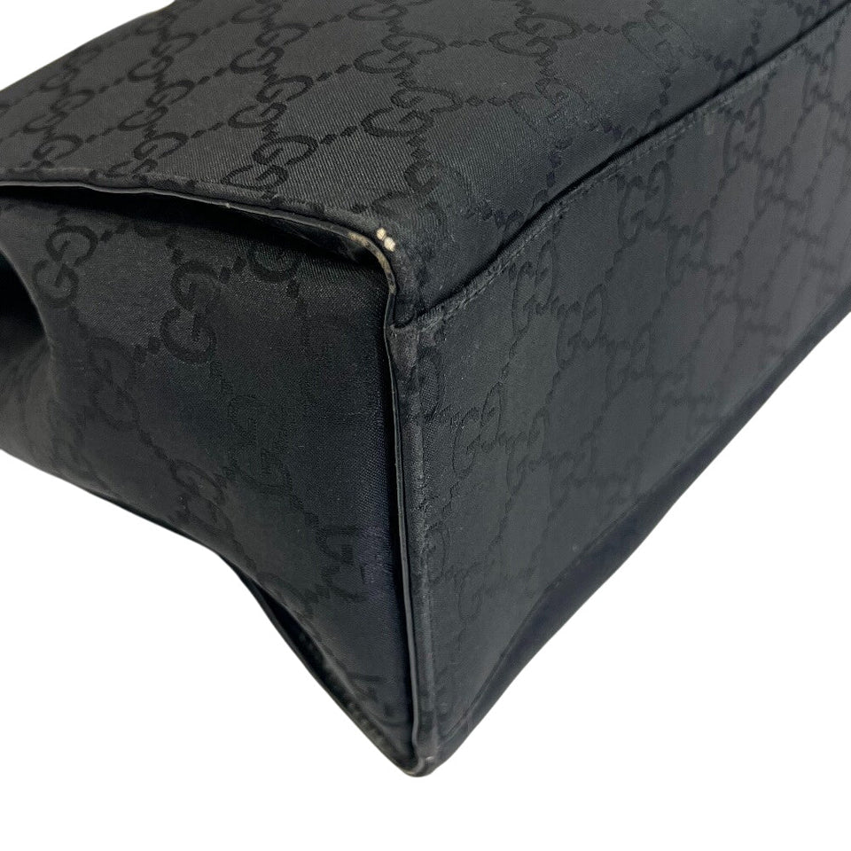 Gucci Tote Bag 002 1010 Nylon black Bamboo GG pattern