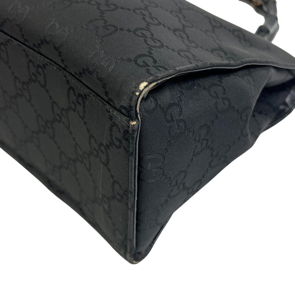 Gucci Tote Bag 002 1010 Nylon black Bamboo GG pattern
