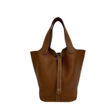 Hermes Handbag ?O Taurillon Clemence Brown Picotan Lock PM