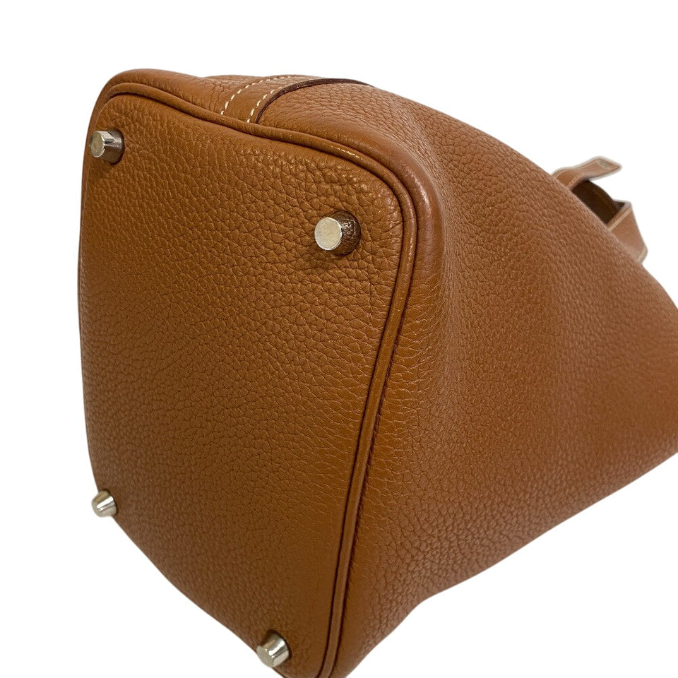 Hermes Handbag ?O Taurillon Clemence Brown Picotan Lock PM