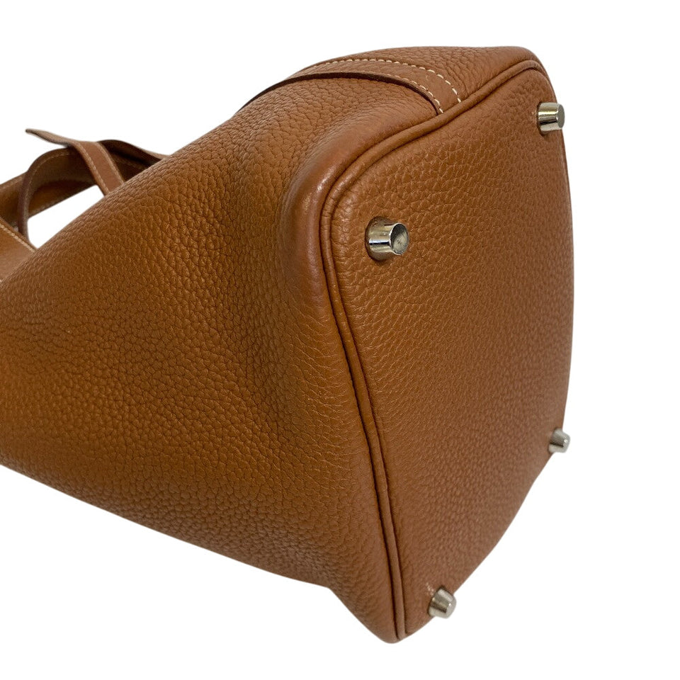 Hermes Handbag ?O Taurillon Clemence Brown Picotan Lock PM