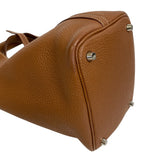 Hermes Handbag ?O Taurillon Clemence Brown Picotan Lock PM