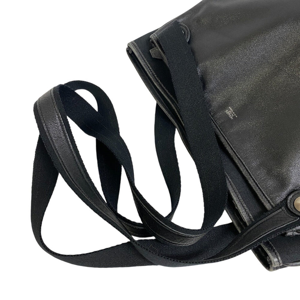 Hermes Shoulder Bag Leather, Canvas black Mrs. hippies