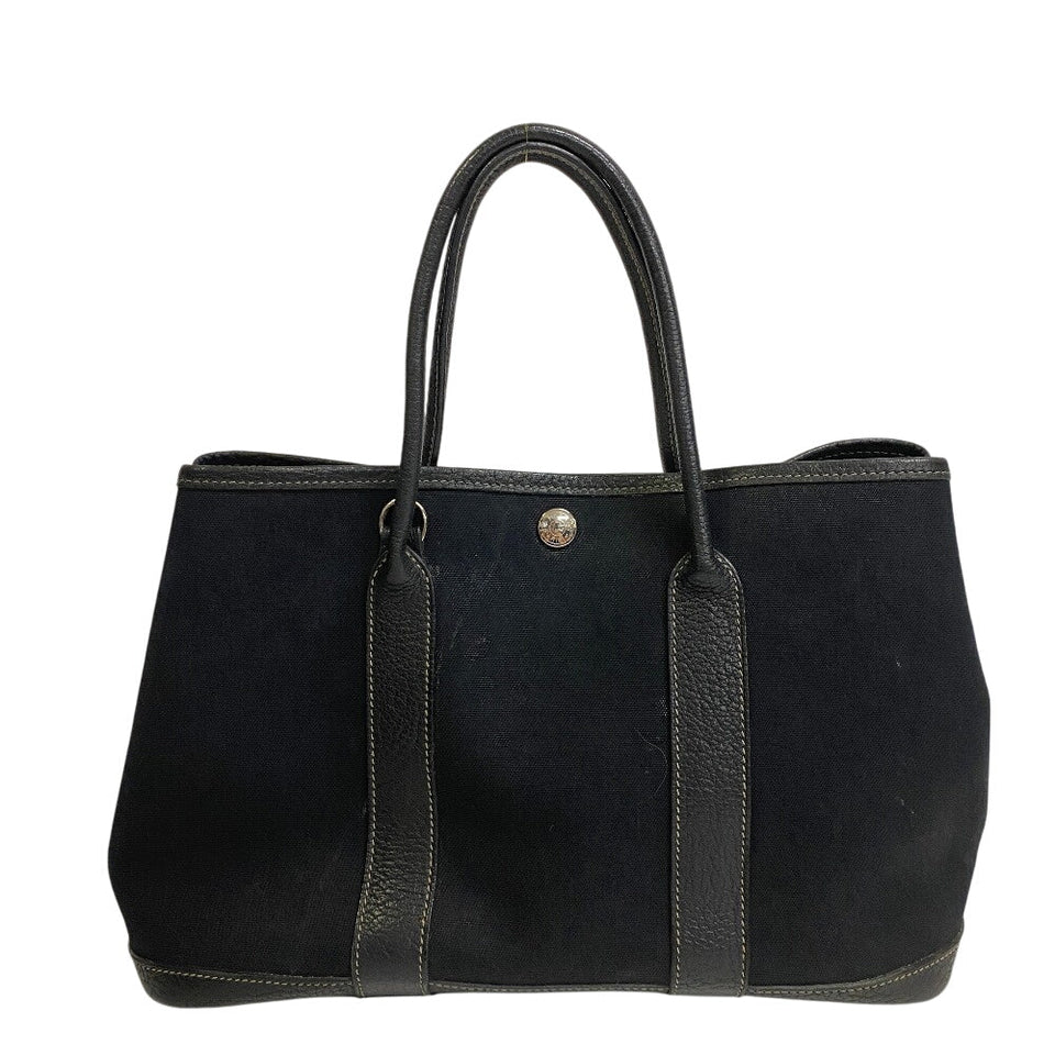 Hermes Handbag leather black Garden party TPM