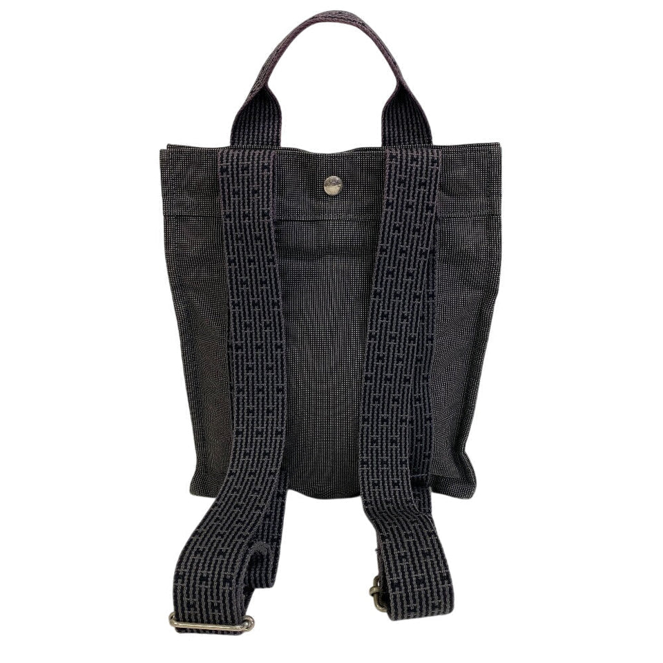 Hermes Backpack canvas black Her Line Sac A DosPM