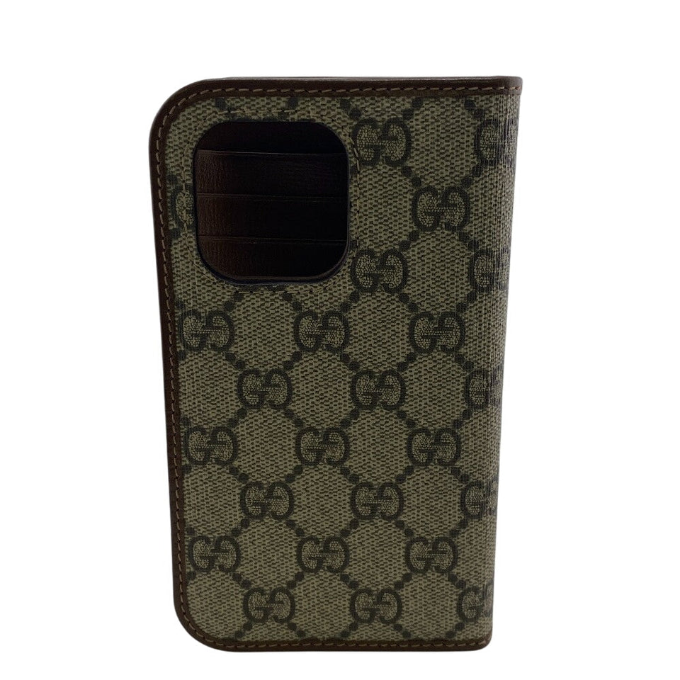 Gucci iPhone case 760185 leather Brown GG Supreme