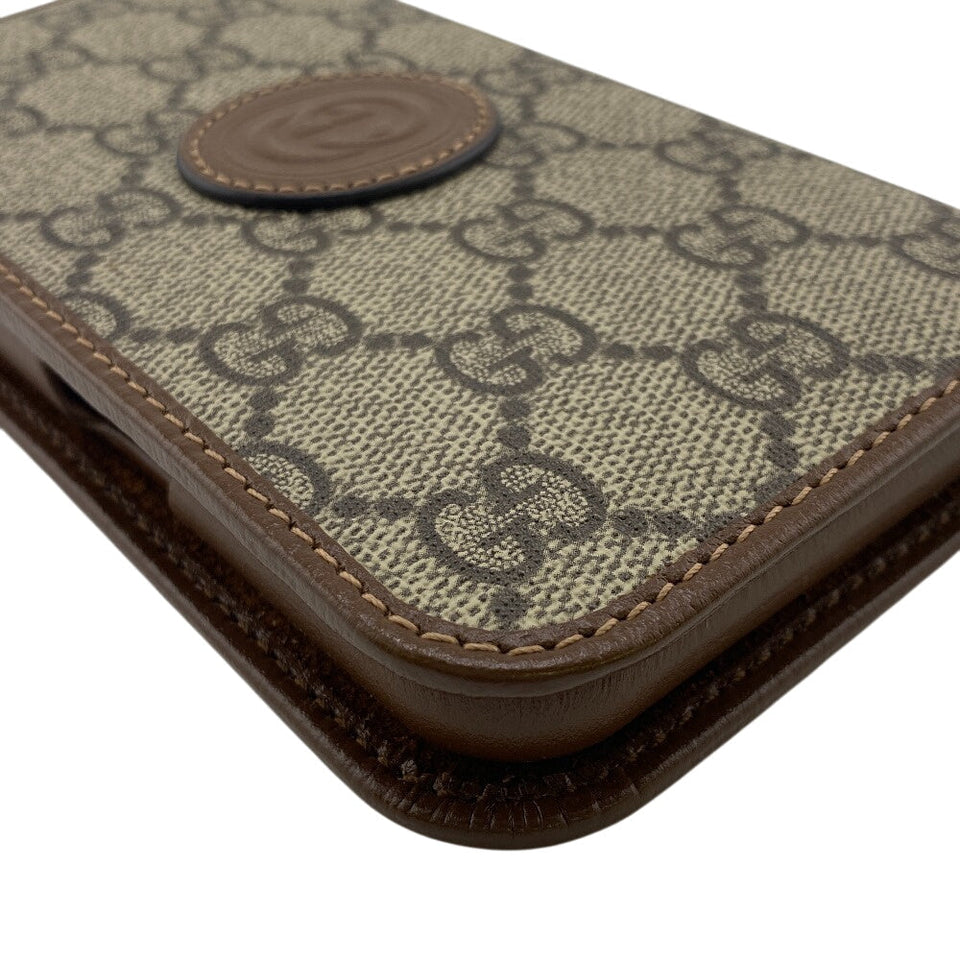 Gucci iPhone case 760185 leather Brown GG Supreme