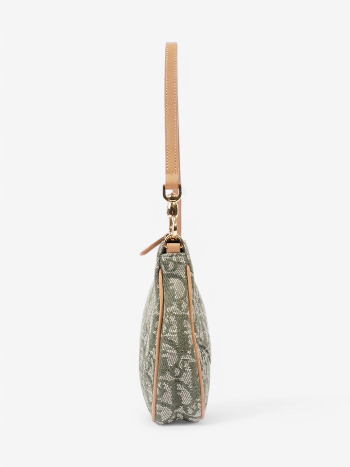 Christian Dior Saddle Pochette Green Canvas Mini