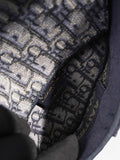 Christian Dior Saddle Flat Waist Pouch Navy Blue Oblique Canvas