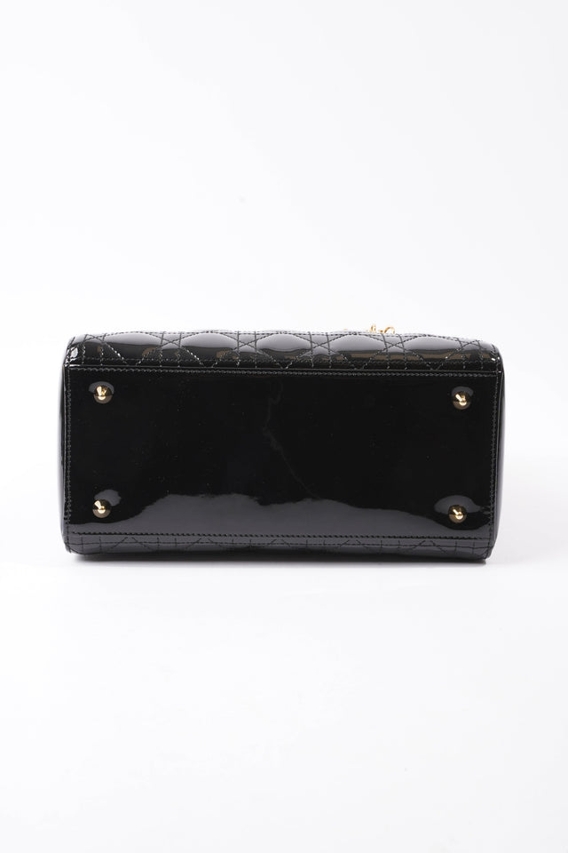 Lady Dior Black Patent Leather Medium