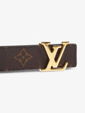 Louis Vuitton LV Initiales Reversible Belt Monogram / Black / Gold Canvas 90cm / 36"