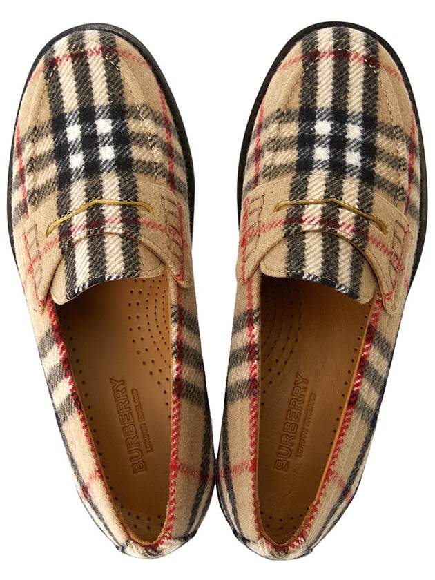 Luxury Burberry Checked Wool Loafers Archive Beige