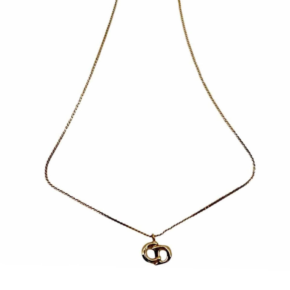 CHRISTIAN Women Dior CD Logo Necklace Gold