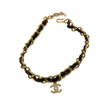 Chanel Enamel Leather Coco Mark Necklace Choker 96