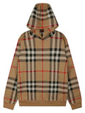 Luxury Burberry Check Cotton Jacquard Hoodie Beige