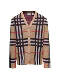 Luxury Burberry Check Technical Cotton Blend Cardigan Archive Beige