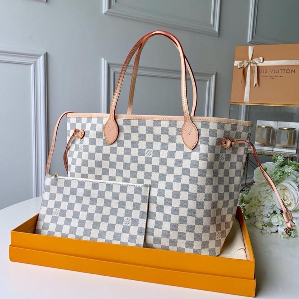 Louis Vuitton NEVERFULL MM damier azur Beige