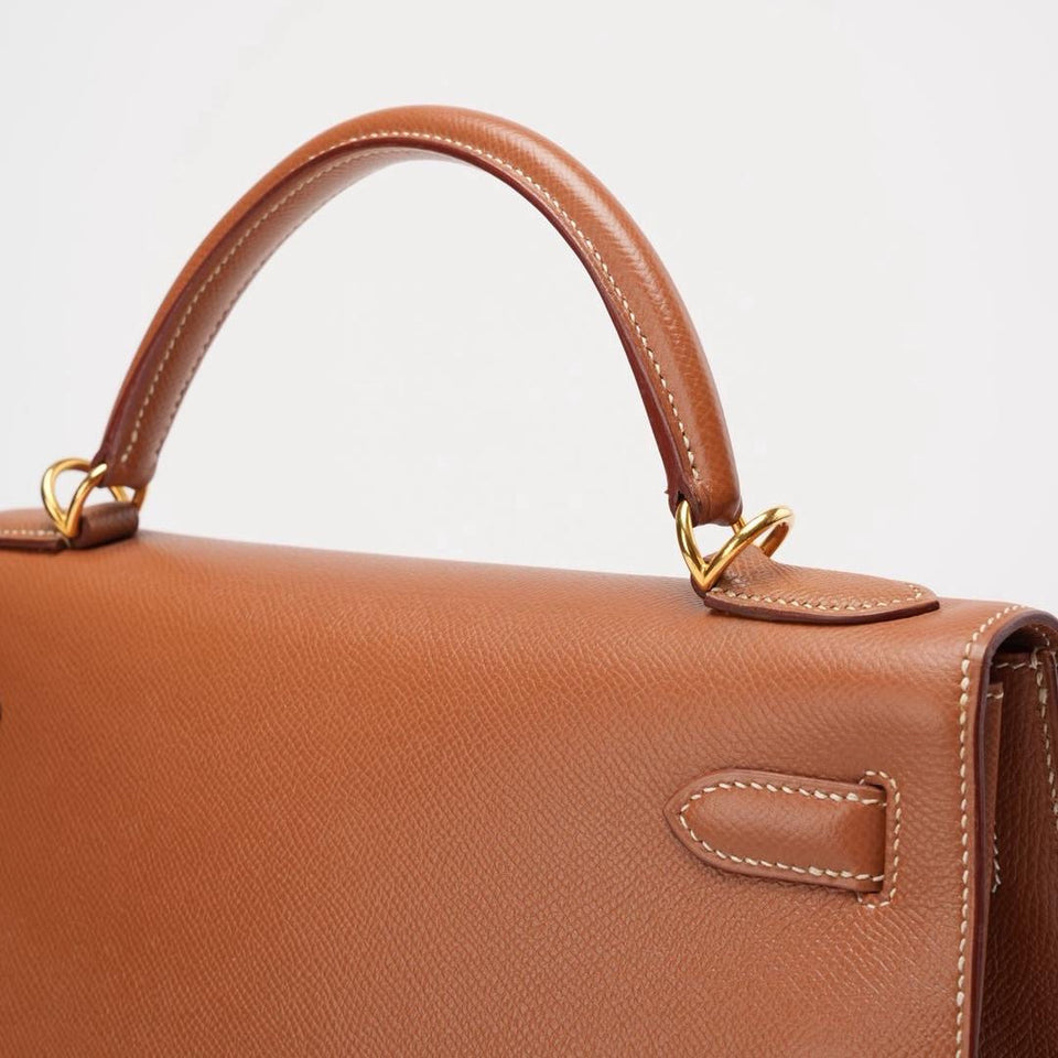 Hermes Vintage Gold Kelly Sellier 32 Epsom D Square 2000