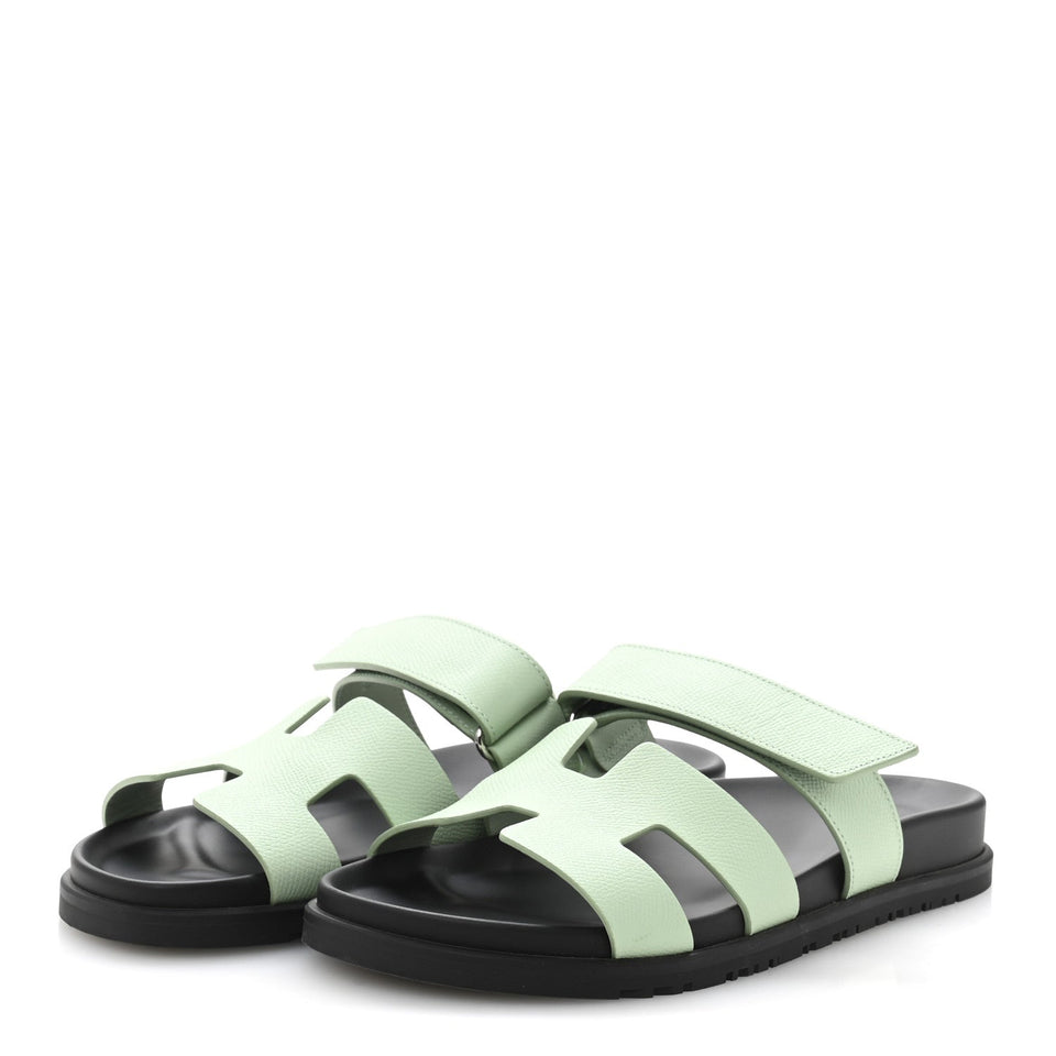 Hermes Epsom Womens Chypre Sandals 40 Vert Jade