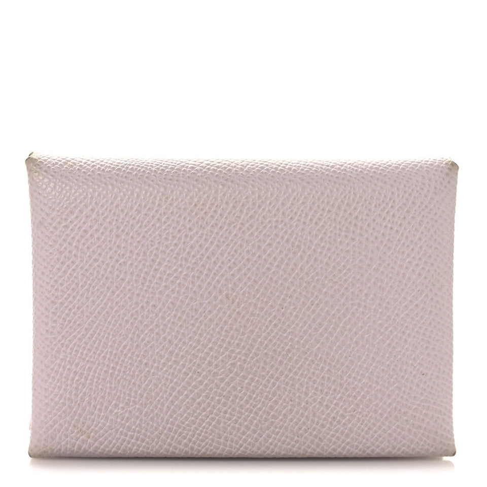 Hermes Epsom Calvi Duo Card Case Mauve Pale
