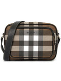 Luxury Burberry Men's Check Logo Messenger Cross Bag Brown