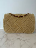 Chanel Medium Shearling Flap Bag Brown Lambskin Brushed Gold Hardware