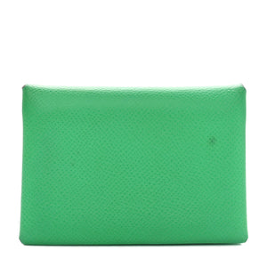 Hermes Epsom Verso Calvi Duo Card Case Vert Comics Vert Fizz