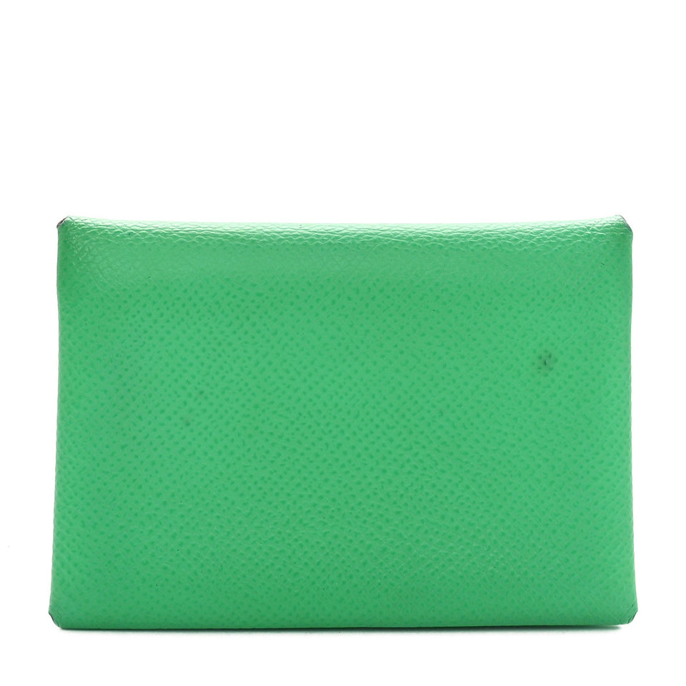 Hermes Epsom Verso Calvi Duo Card Case Vert Comics Vert Fizz