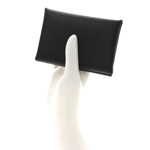 Hermes Epsom Calvi Duo Card Case Black