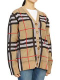 Luxury Burberry V-Neck Checked Technical Cotton Cardigan Archive Beige