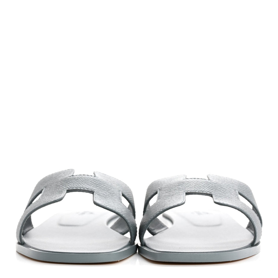 Hermes Epsom Oran Sandals 37.5 Gris Antarctique