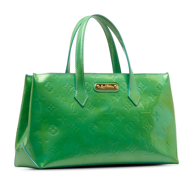 Louis Vuitton Monogram Verney Handbag Patent Leather Blue Lagoon Green Lady Lagoon