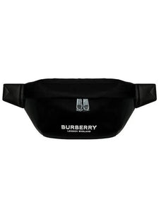 Luxury Burberry Logo Print Nylon Sonny Bum Belt Bag Black