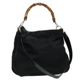 Gucci Bamboo Hand Bag Canvas Black ac1087