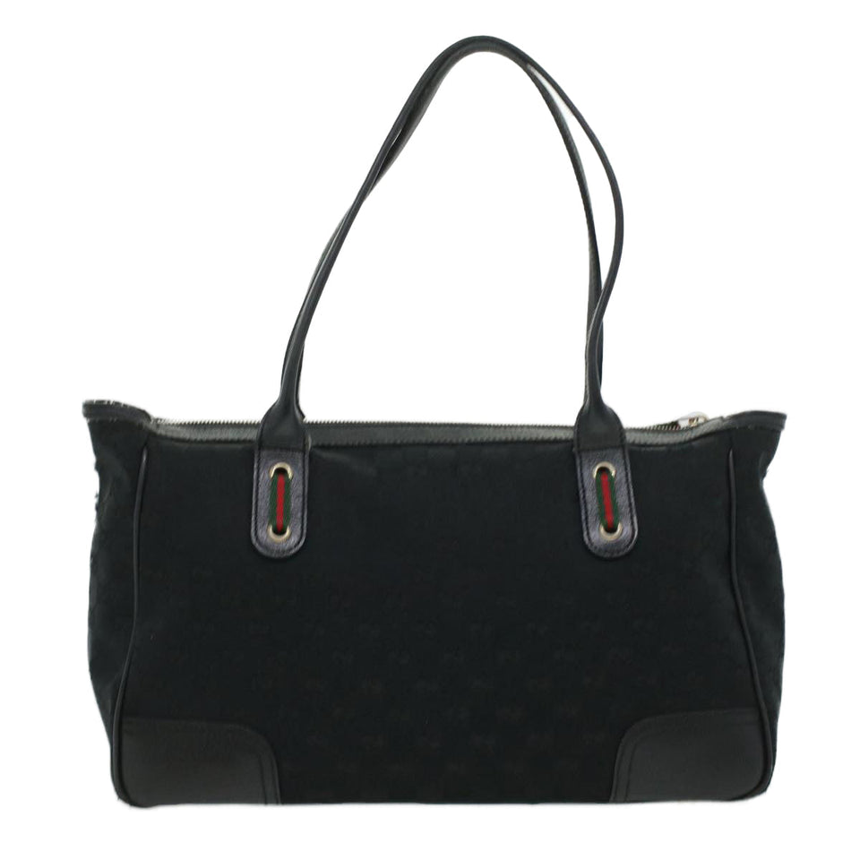 Gucci GG Canvas Web Sherry Line Shoulder Bag Black Red Green ac1354