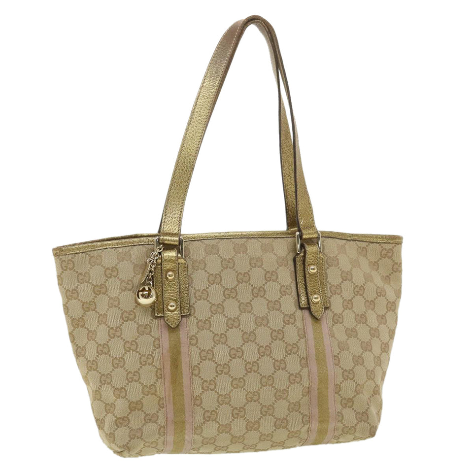 Gucci GG Canvas Tote Bag Beige Gold 137396 ac1626