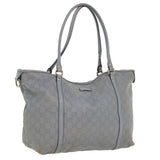 Gucci GG Canvas Shoulder Bag Leather Light Blue 197953 ac1765