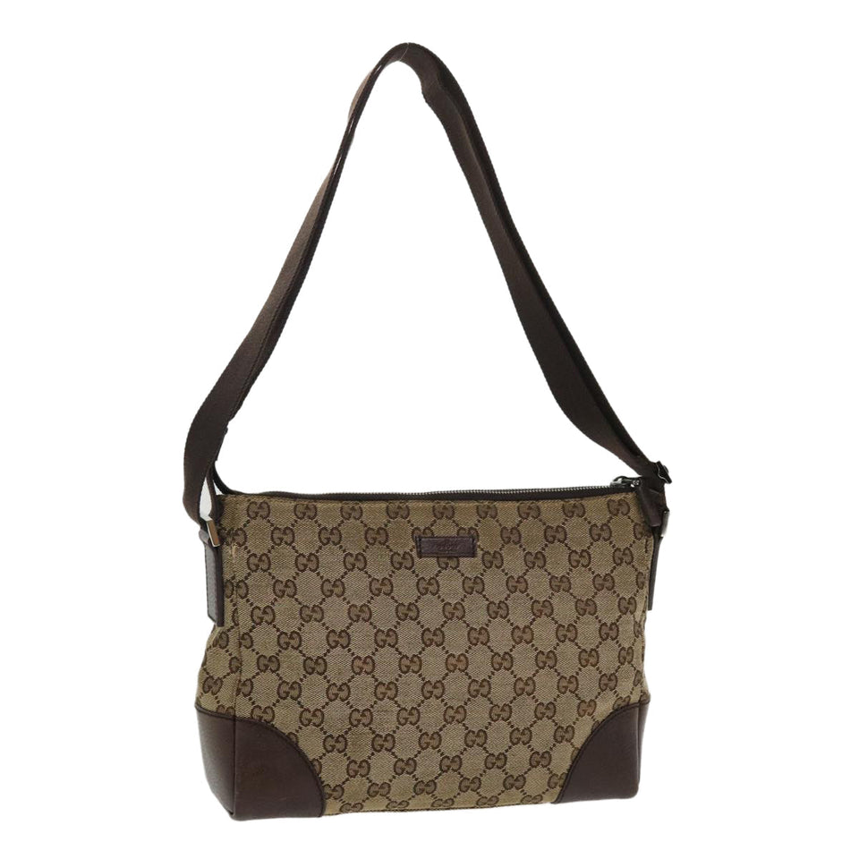 Gucci GG Canvas Shoulder Bag Canvas Beige Brown 114273 ac1767