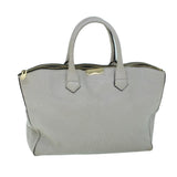 Luxury Burberry Tote Bag Leather Gray White Auth ac2169