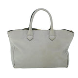 Luxury Burberry Tote Bag Leather Gray White Auth ac2169