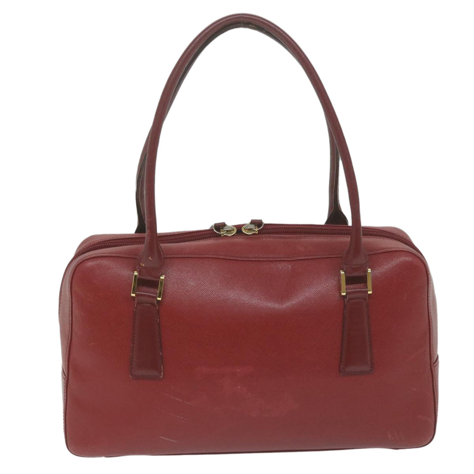 Luxury Burberry Shoulder Bag Leather Red Auth ac2696